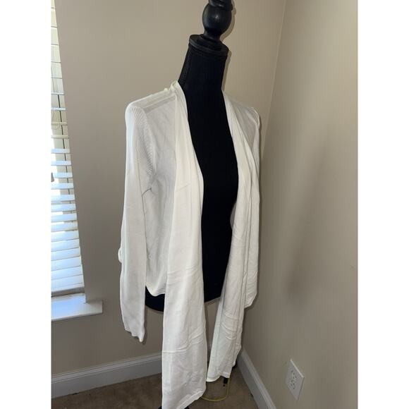 NWT Eileen Fisher Drape Style Open Front Cardigan Organic Cotton White Small - Picture 1 of 4